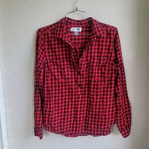 Old Navy Half Button Plaid Shirt, Size Small